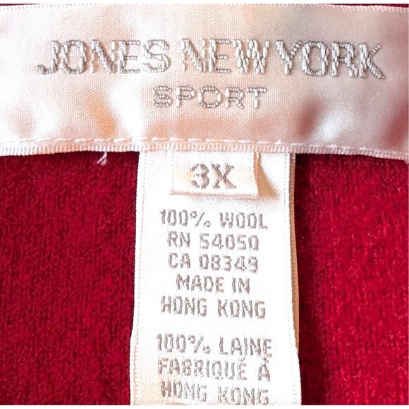 Jones New York Sport Wool Jacket Blazer Chore Coat 3X Red Vintage Pockets - Picture 3 of 3